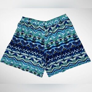 New Directions Blue Chevron Pull On Lounge Shorts  M/L